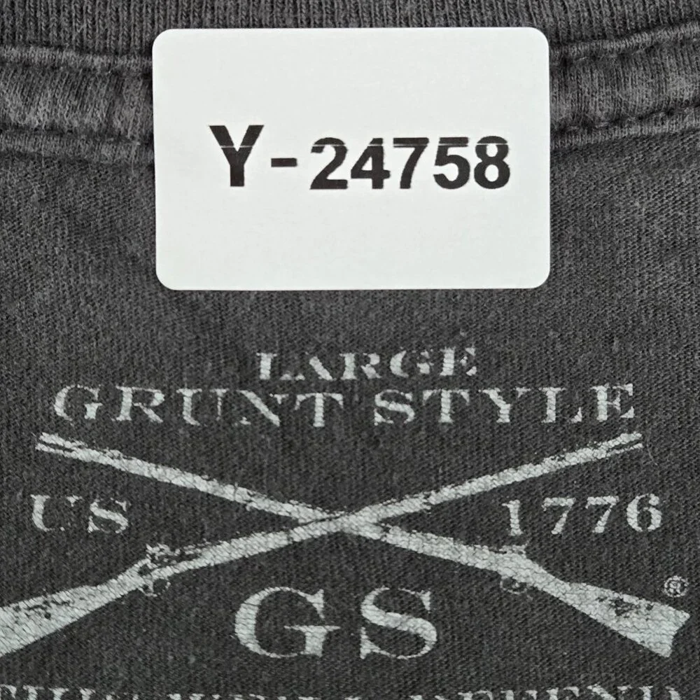 Grunt Style Men Shirt LARGE Gray Face Slogan‎ Logo Printed Short Sleeve